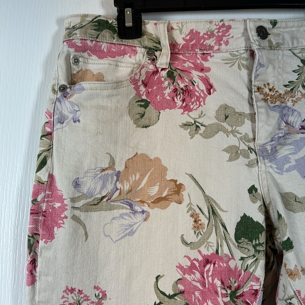 Ralph Lauren Denim & Supply Floral Cream Denim Ankle Zip Jeans Size 32 EUC #0117 - Picture 5 of 9